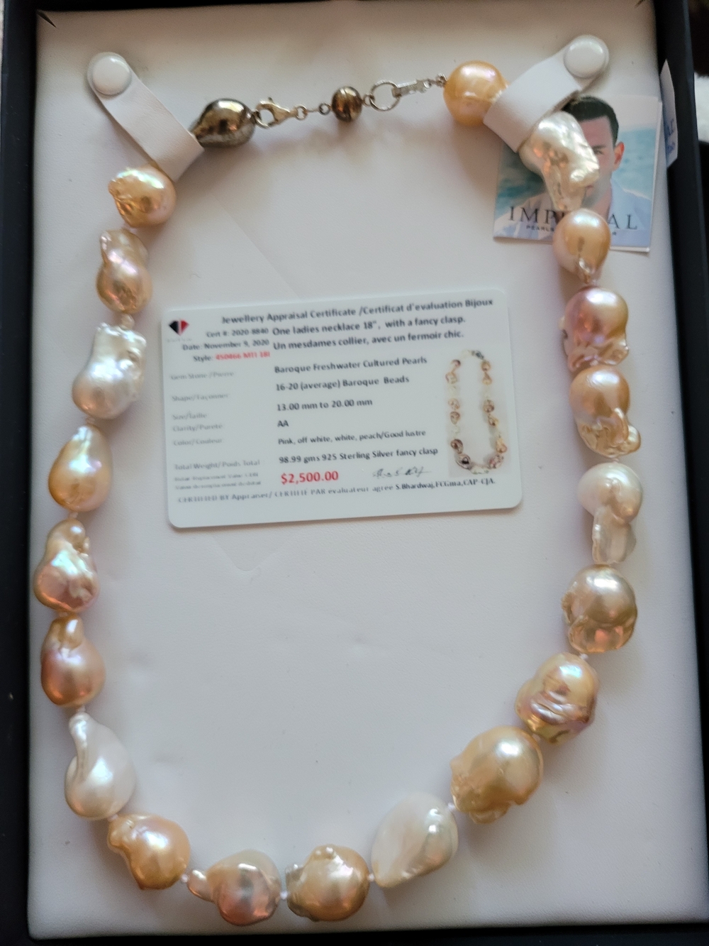 Baroque Freshwater Cultured Pearl Necklace - Pink, Cream, Gold Tones